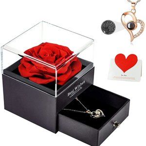 Valentine's Gifts for Her Preserved Rose with I Love You Necklace